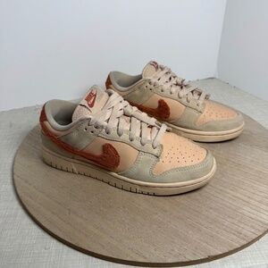 Nike Dunk Low Terry Swoosh Womens 8.5 Tan